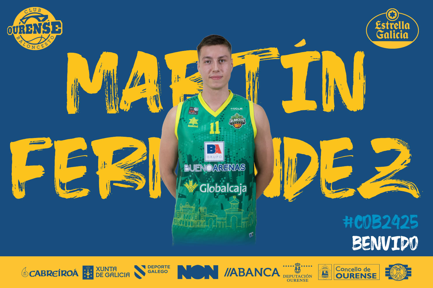 O galego Martín Fernández convértese no quinto xogador do Club Ourense Baloncesto para a tempada 2024-2025